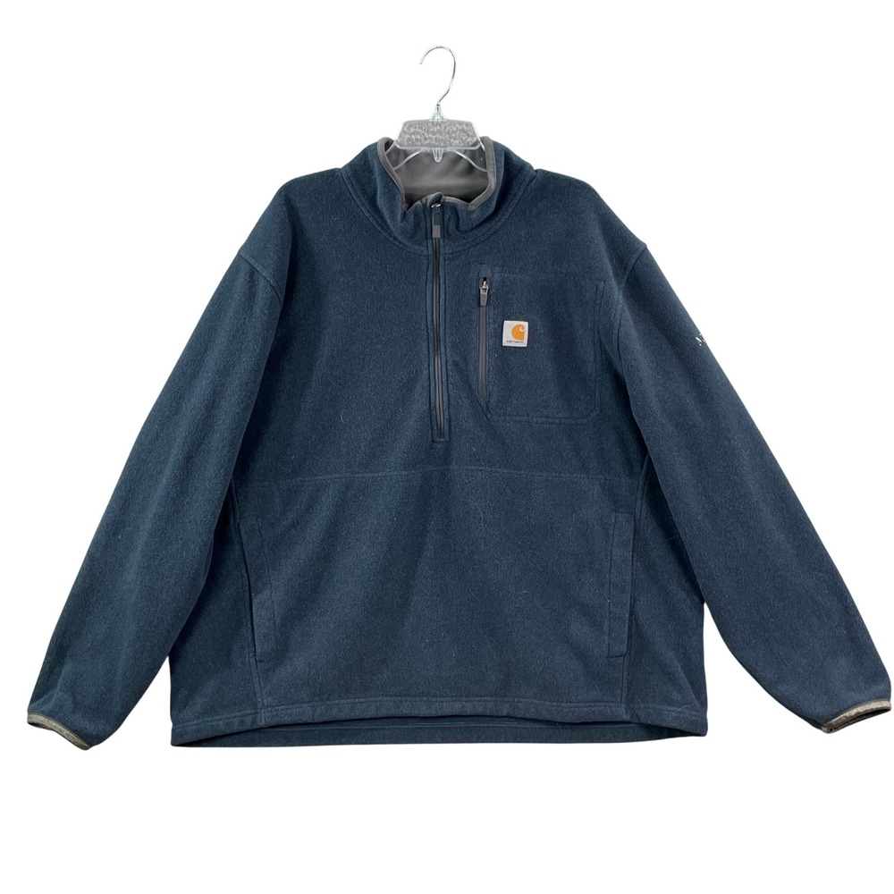 Carhartt‎ Quarter Zip Fleece Mens 2XL Blue Northmen Pullover Jacket Workwear